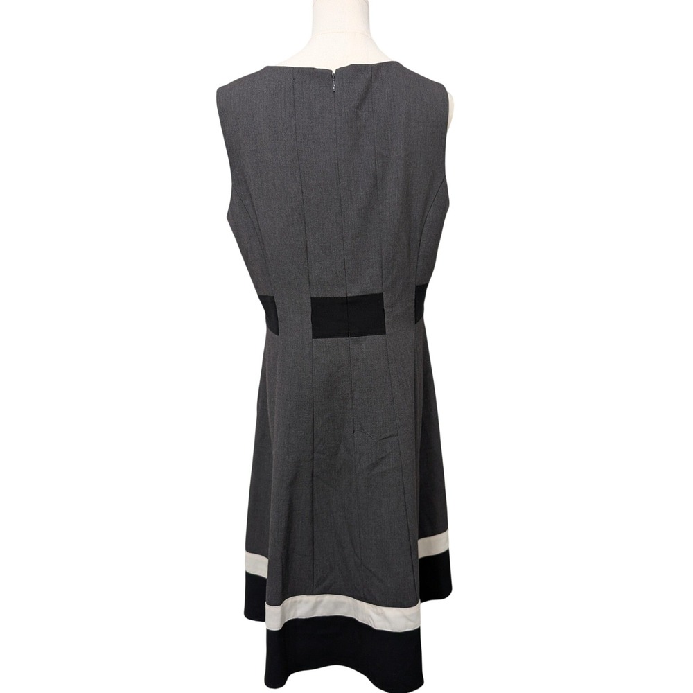 Calvin Klein Sheath‎ Dress with Black Accents & Striped Hemline Sleeveless - 12 - Picture 5 of 8